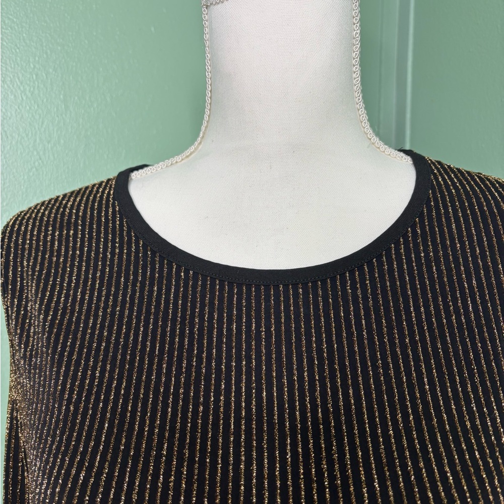 NWT MICHAEL Michael Kors Black and Gold Long Sleeve Dress small - Picture 9 of 11